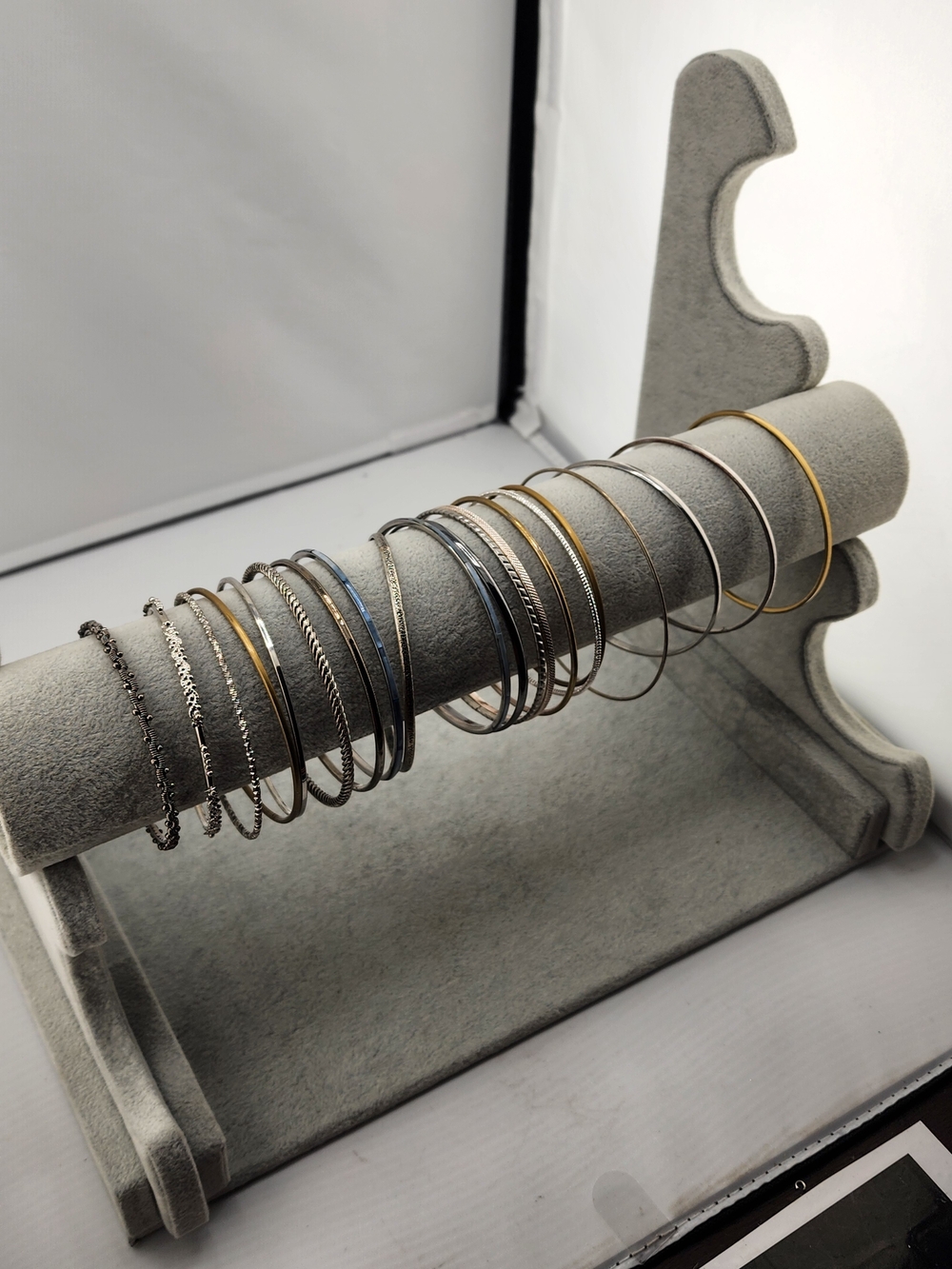 20 Mixed Metal Stackable Bangle Bracelet Set - Silver & Gold Tone